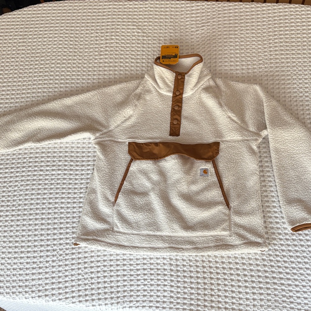 Carhartt Women’s Cream and Brown Fleece Hoodie, out of stock online